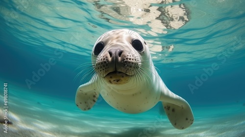 A sleek seal gracefully gliding through crystal-clear waters © MAY