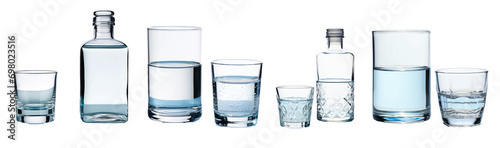 Water filled glasses in different size png