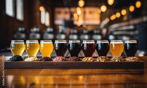 Trying out a variety of craft beer styles: light, dark, wheat, stout, and ale photo