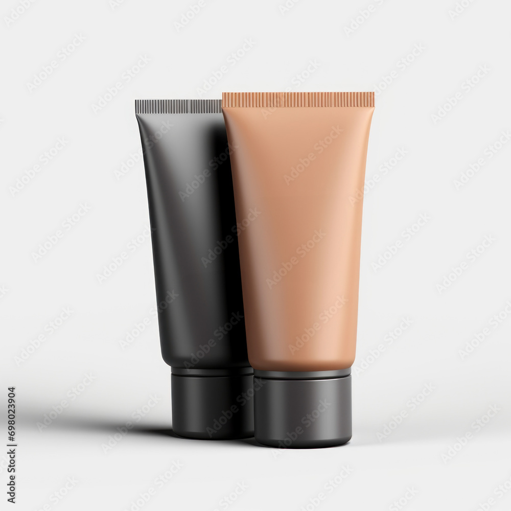 mockup of tubes with cream in black and brown tones on a gray background mockup of tubes with cream in black and brown tones on a gray background