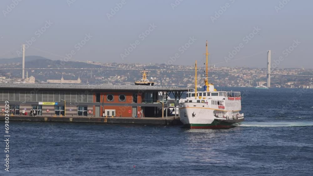 Passenger Ferry Terminal at Karakoy Sunny Autumn Day Istanbul Turkey