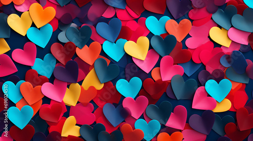 Colorful hearts pattern background.