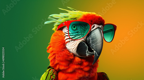 Cool Parrot Macaw with Sunglasses