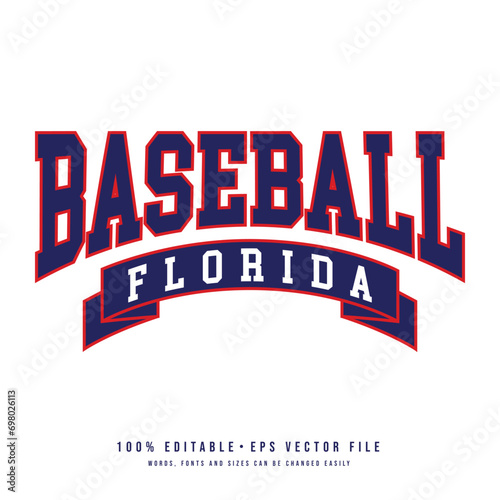 Baseball Florida typography design vector. Editable college t-shirt design printable text effect vector 