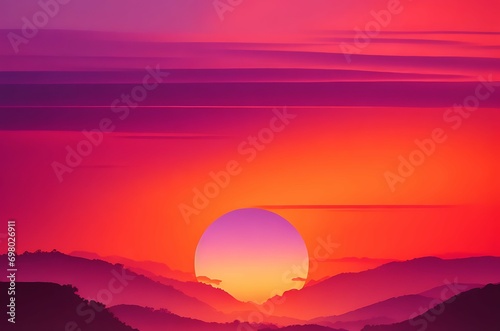 A digital painting depicting a sunset