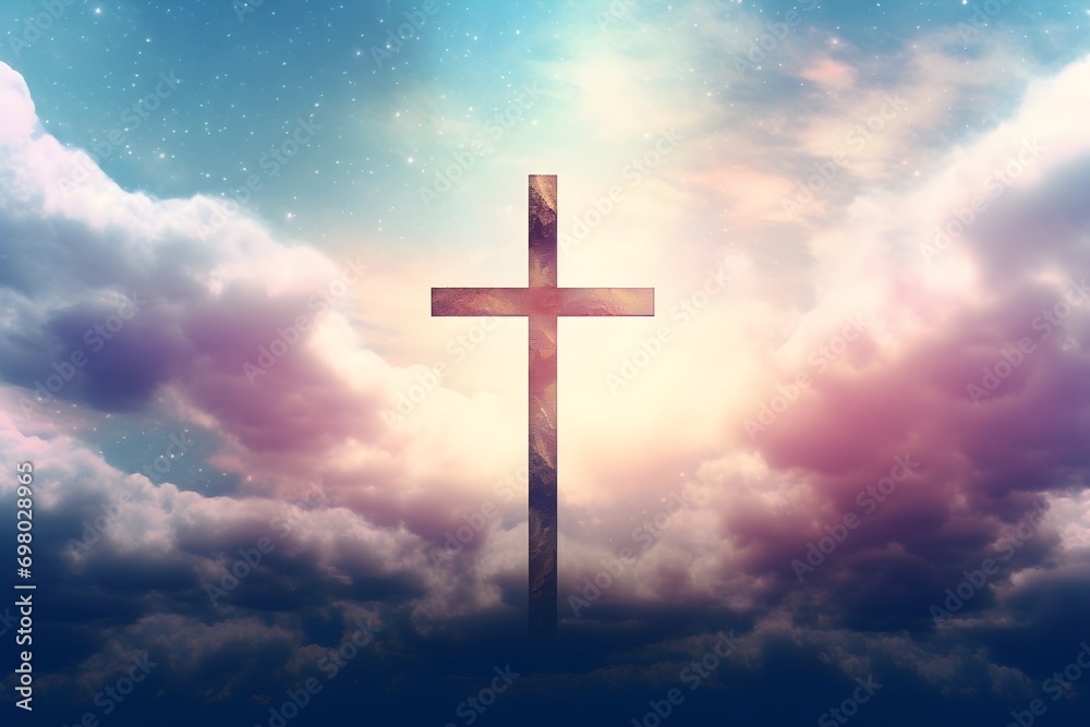religion christian cross on a cloudy sky
