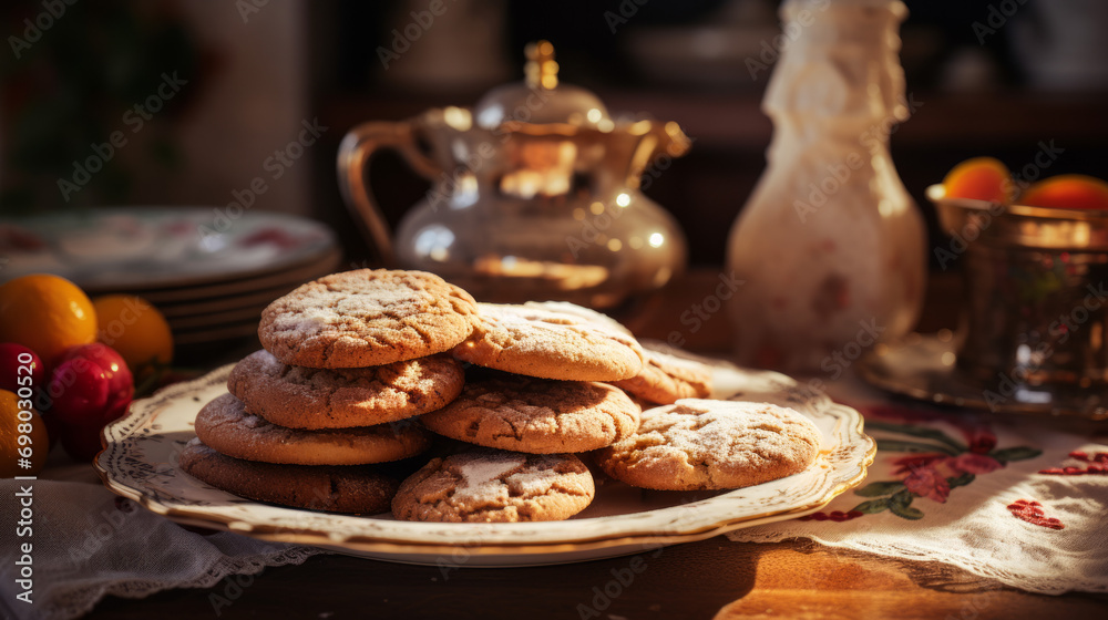 Florentine cookies, in cut, on a table