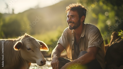 man with cow