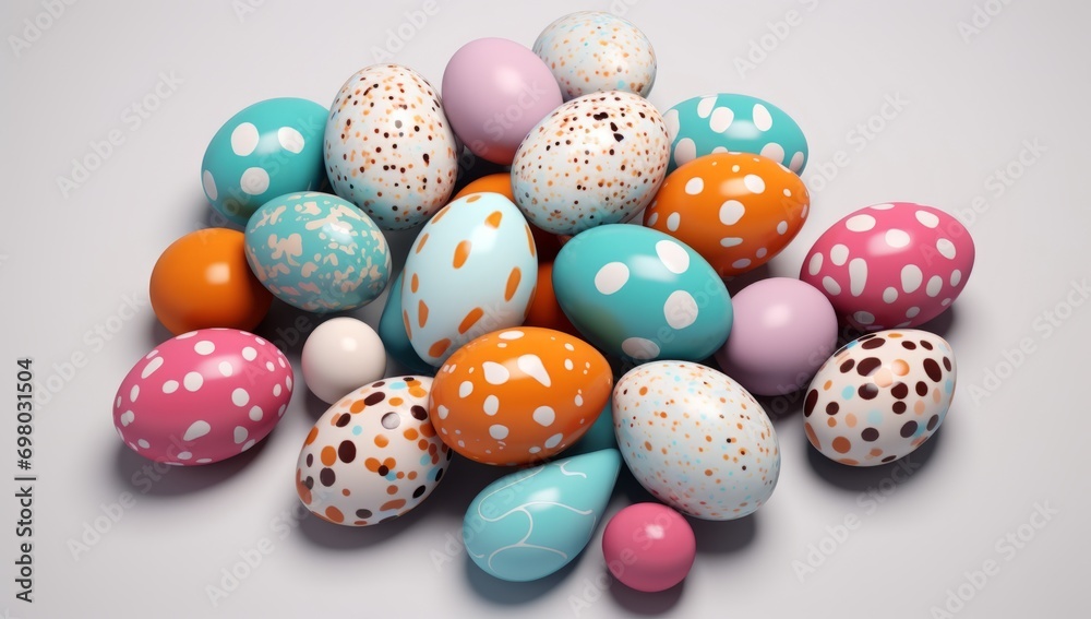 Easter Eggs in Bright Colorful Flowers and Grass