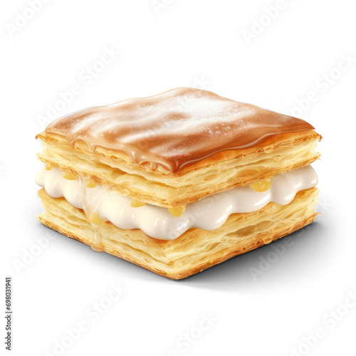 Mille-feuilles layers of puff past on isolate transparency background, PNG
