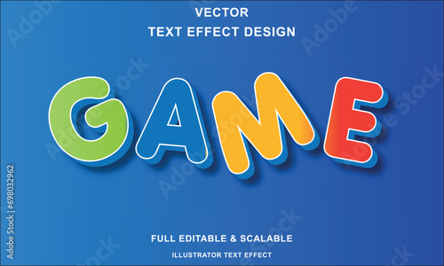 Creative and Editable Game 3D Text Effect Vector Design