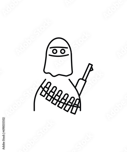 terrorist icon, vector best line icon.