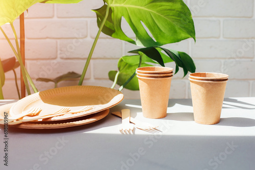 Disposable tableware for eating from environmentally friendly materials. The concept of degradable waste