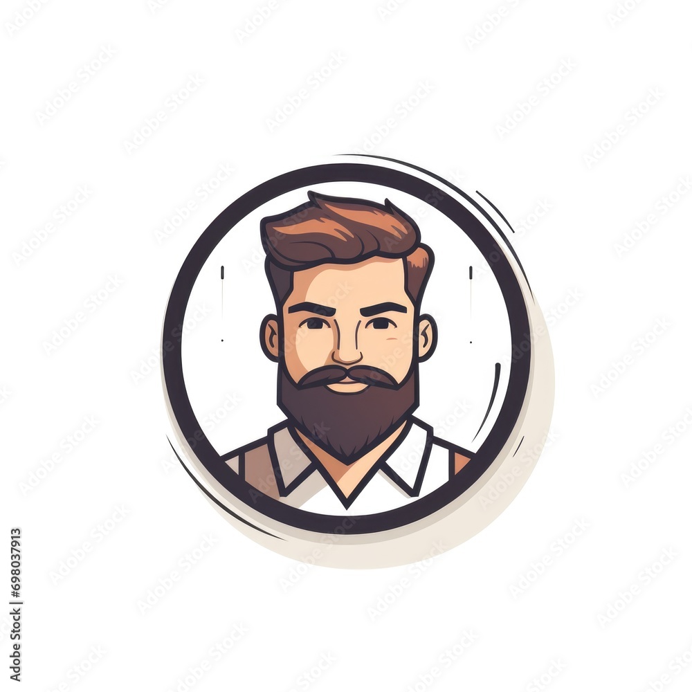 Simple graphic logo of men on white background.