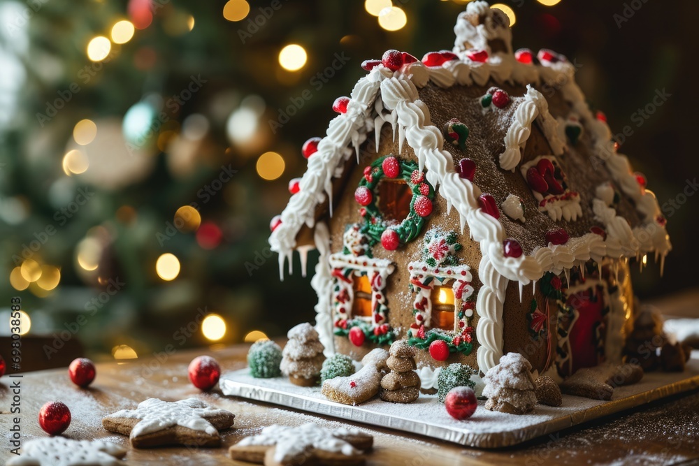 Festive Gingerbread House Mockup: Sweet Christmas Decoration and Holiday Celebration