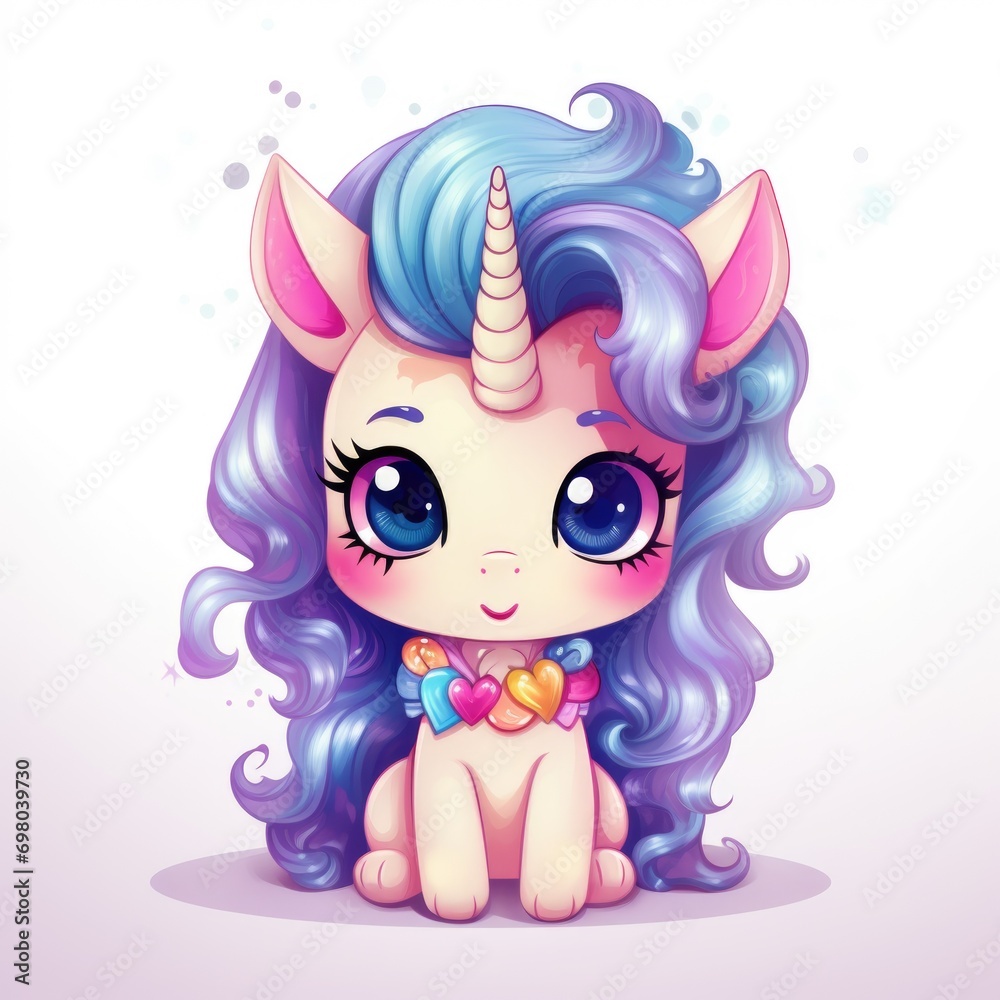 Cute cartoon 3d character unicorn on white background Cute cartoon 3d character unicorn on white background