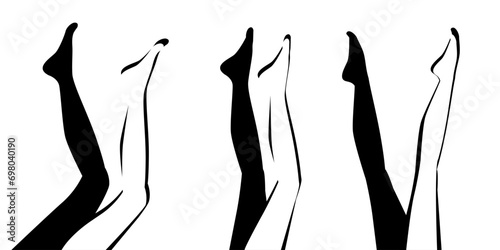 Women legs, black vector silhouette.