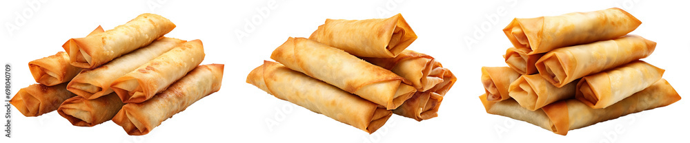 Chinese traditional spring rolls isolated on transparent
