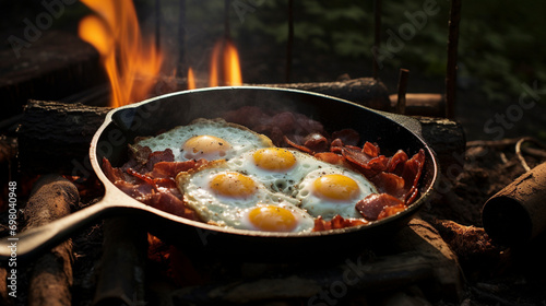 Forest campers breakfast, generative ai