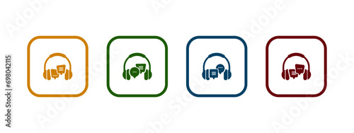 live chat icon vector illustration. chat with headphone icon concept.
