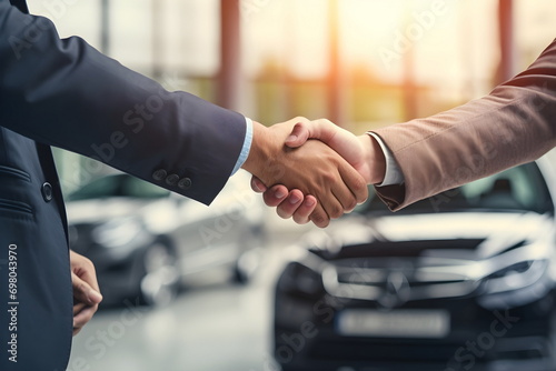businessman handshake for buying new car photo