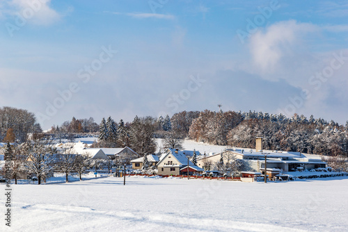 Snow-covered village after heavy snowfall in central Europe © Sergey Fedoskin