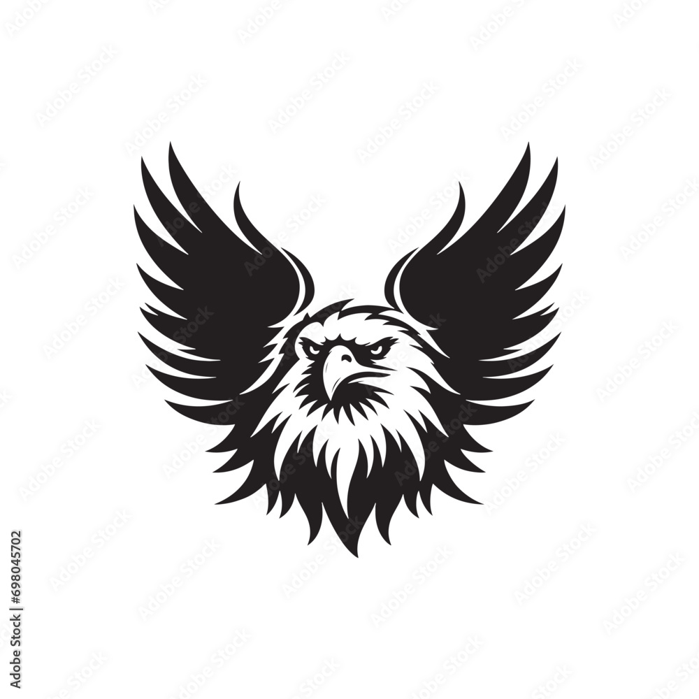 Obraz premium Eagle Face Silhouette in Nature: Intricate Illustration Celebrating the Beauty of Wildlife and the Raptor's Noble Stature 