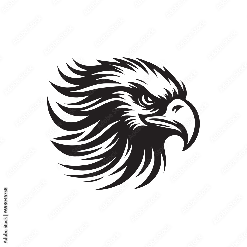 Eagle Illustration: Magnificent Raptor Soaring High, Accentuated by the Prominent Eagle Face Silhouette
Eagle Illustration: Magnificent Raptor Soaring High, Accentuated by the Prominent Eagle Face Silhouette