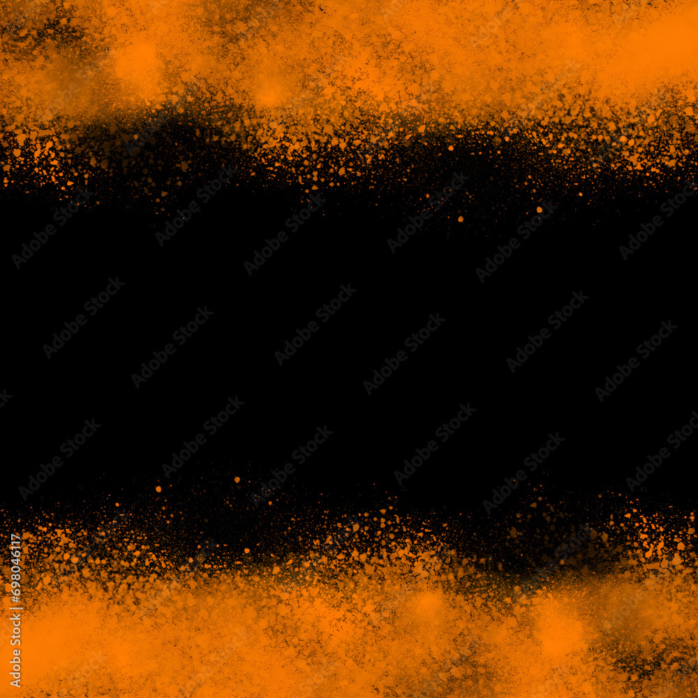 Orange spray on black background Orange spray on black background
