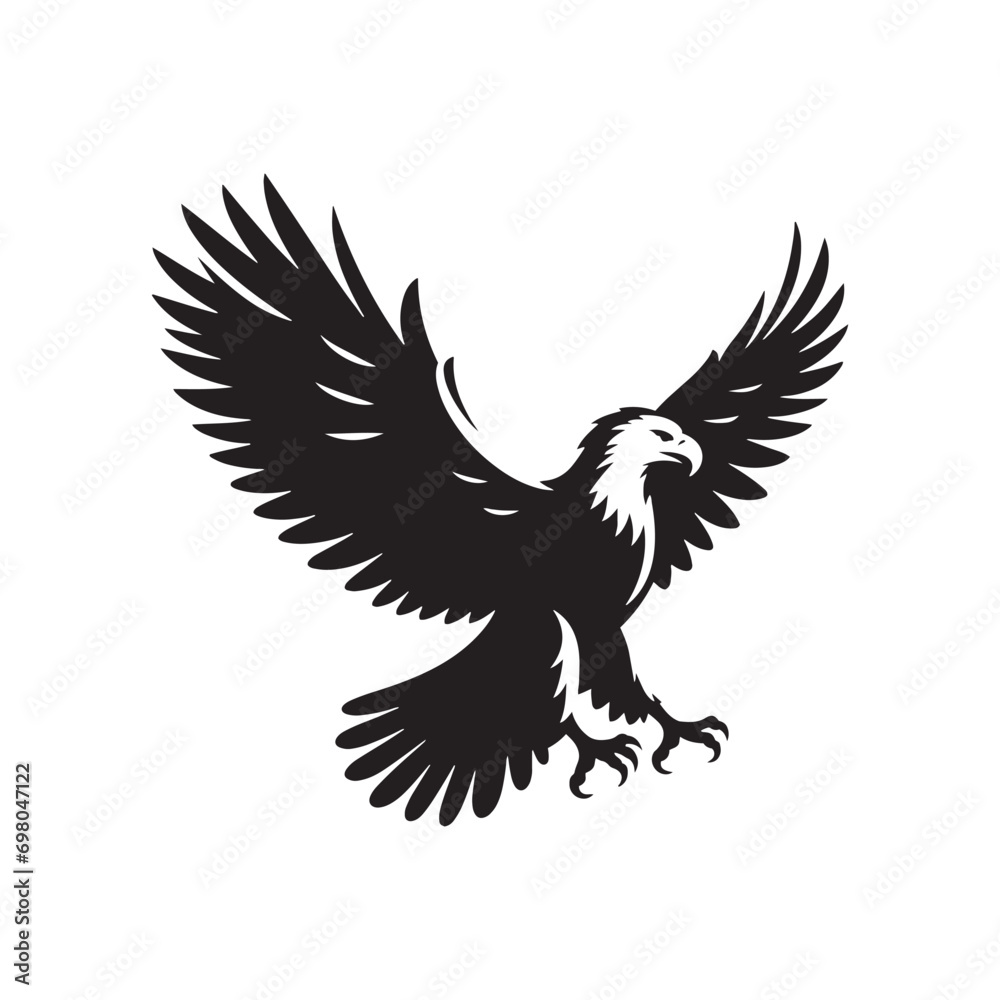 Obraz premium Eagle Silhouette Art: Detailed Illustration Showcasing the Power and Elegance of the Majestic Bird 
