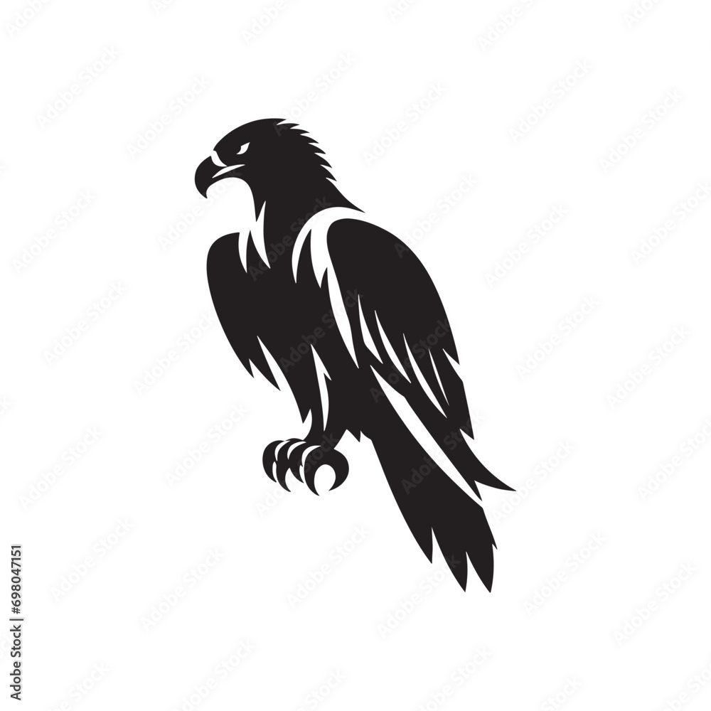 Eagle Silhouette: Illustration Emphasizing the Bold and Majestic Stature of this Iconic Bird
