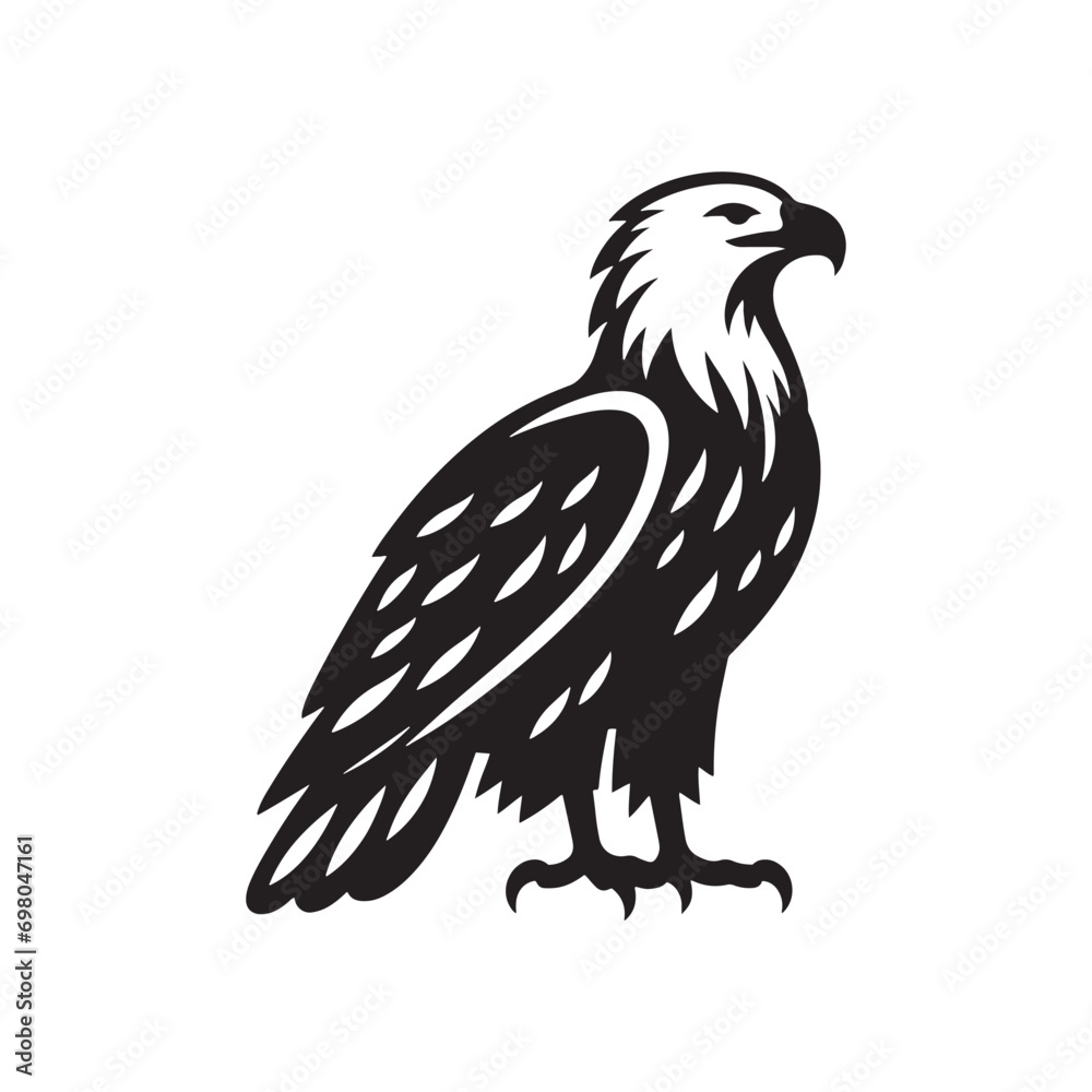 Fototapeta premium A Powerful Eagle Silhouette in Detailed Illustration, Perfect for Graphic Design and Creativity