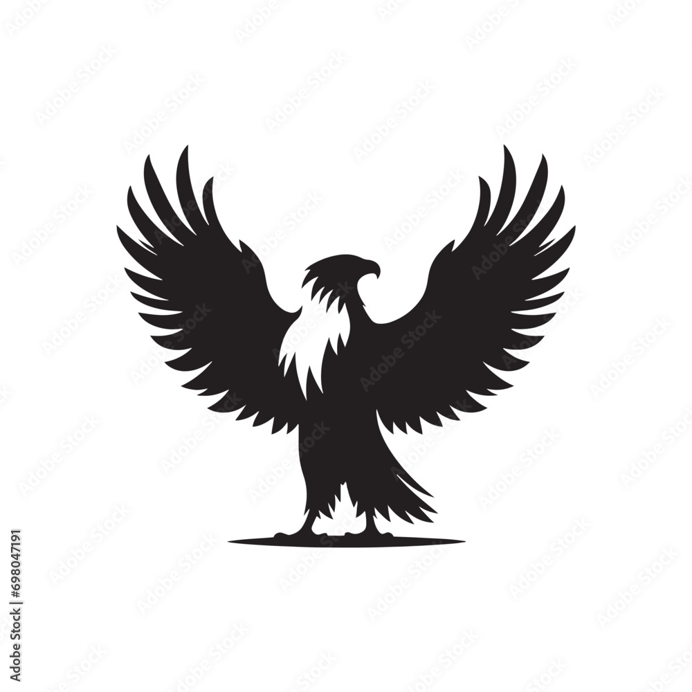 Fototapeta premium Eagle Silhouette Art: Detailed Illustration Highlighting the Iconic Profile of this Noble Creature 