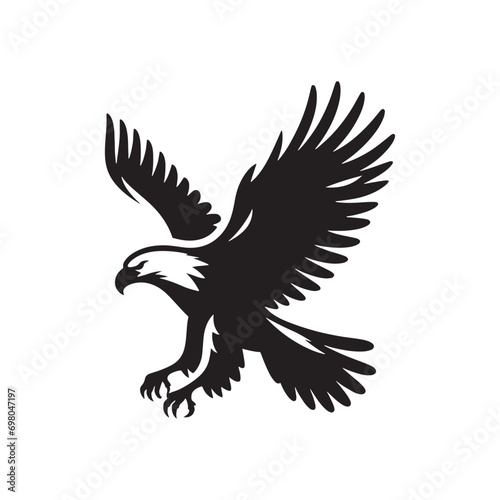 Eagle Silhouette in Flight: Illustration Emphasizing the Graceful Movement and Freedom

