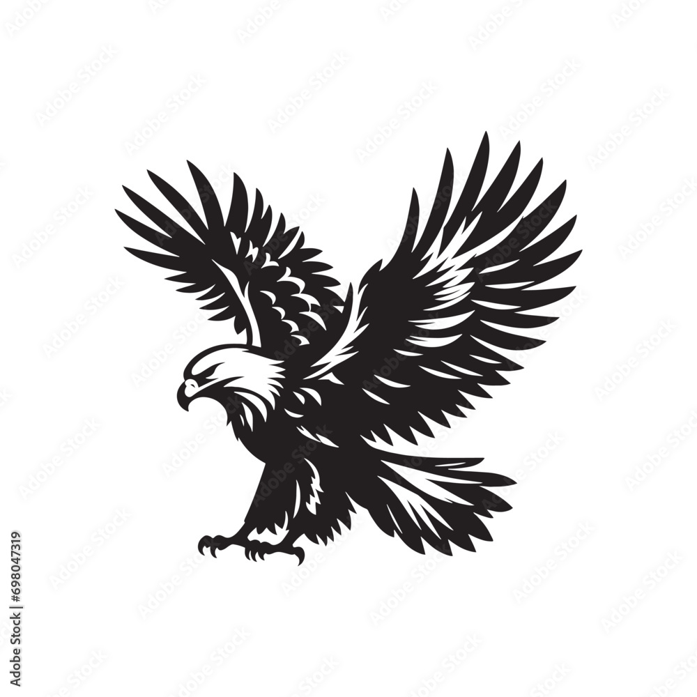 Obraz premium A Striking Eagle Silhouette in Black, Showcasing the Powerful Profile of this Iconic Bird 