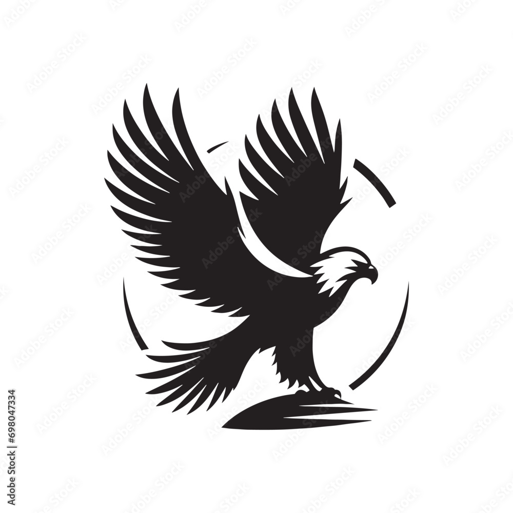 Dynamic Eagle Silhouette: Artistic Rendering of an Iconic Bird, Emphasizing its Commanding Presence
Dynamic Eagle Silhouette: Artistic Rendering of an Iconic Bird, Emphasizing its Commanding Presence