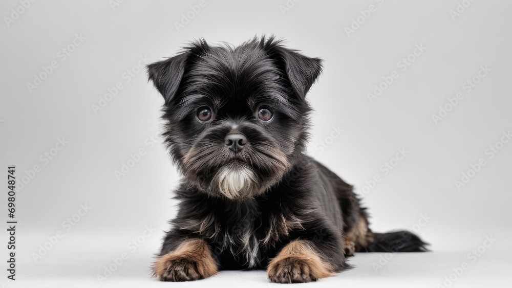 Affenpinscher dog on grey background Affenpinscher dog on grey background