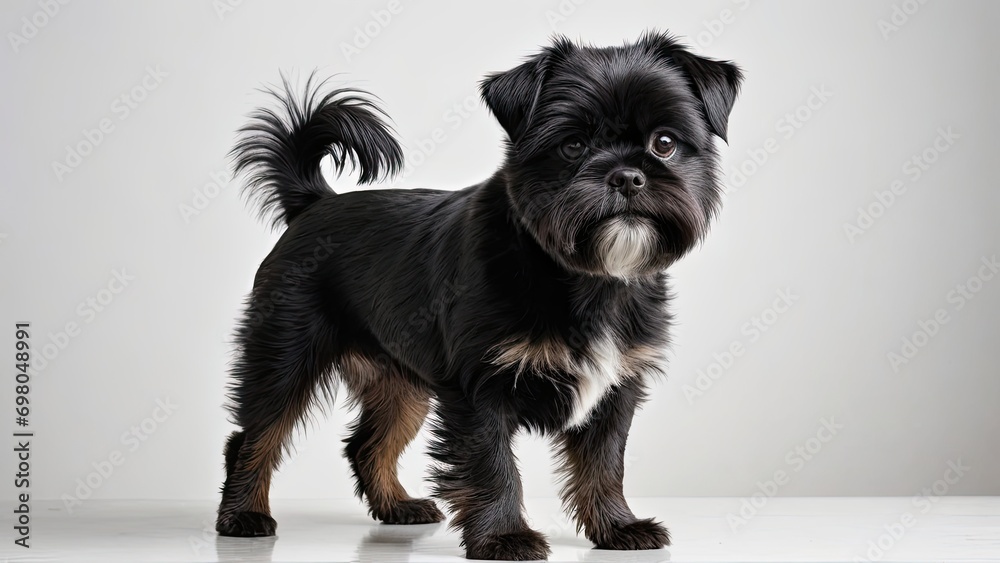 Affenpinscher dog on grey background Affenpinscher dog on grey background