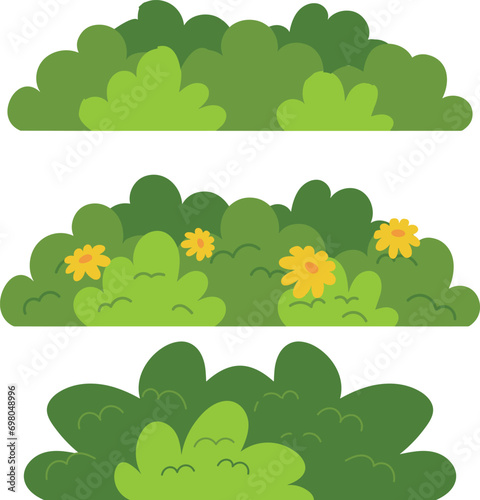 Bush vector icon set. Simple flat illustration isolated on white background.