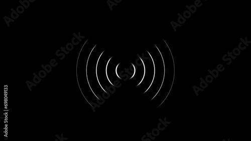 Radio waves animation on black background. network tower and voice and calling moving animation on black background. photo