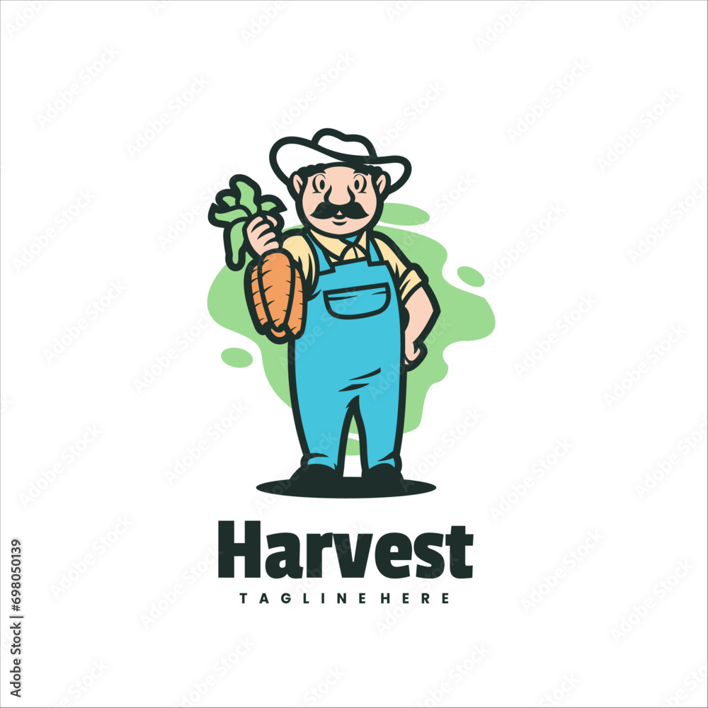 Illustration Vector Harvest Mascot Cartoon Logo Style.