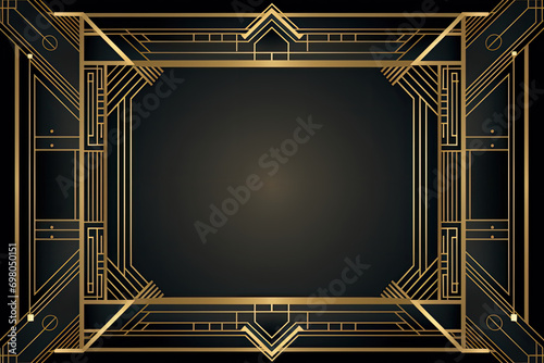 Art Deco Frame  Frame With Geometric Shapes And Gold Accents