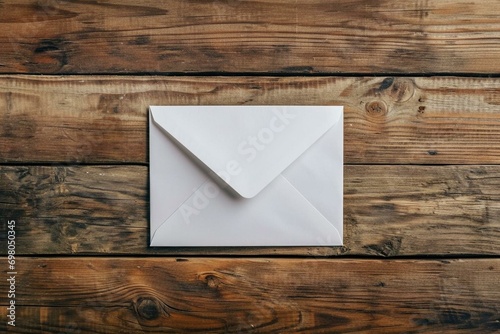 a white envelope sitting on top of a wooden table