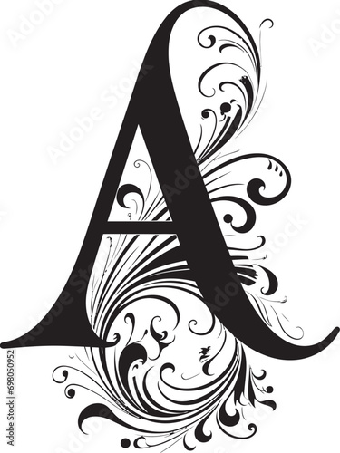 Aureate Elegance Gilded Letter A Vector Design Atramentous Script Ink like Font A Vector Art photo