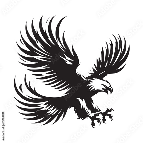 Horizon Harmony: The Harmonious Flying Eagle Silhouette, Merging with the Horizon in a Graceful Dance of Flight.
