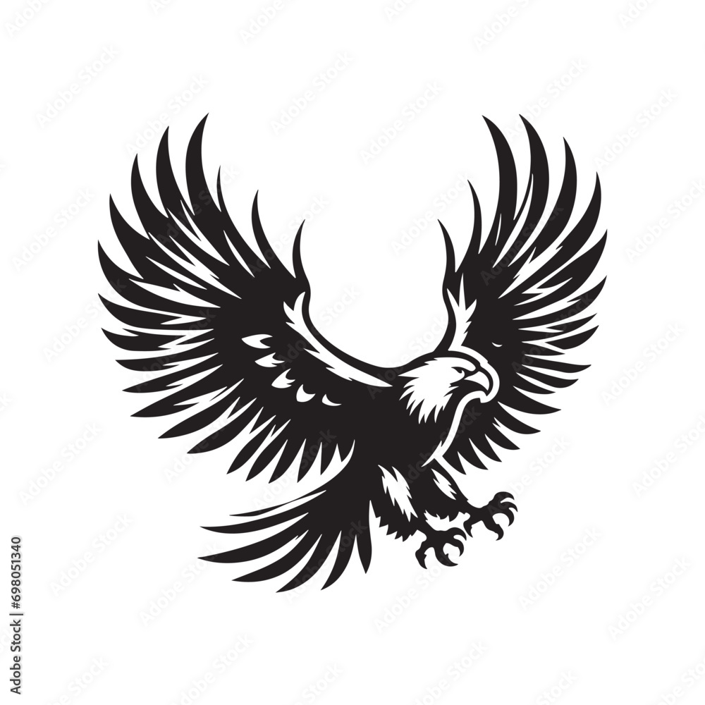 Winged Monarch: The Regal Flying Eagle Silhouette, A Symbolic Portrait of Birds as Monarchs of the Aerial Realm.
