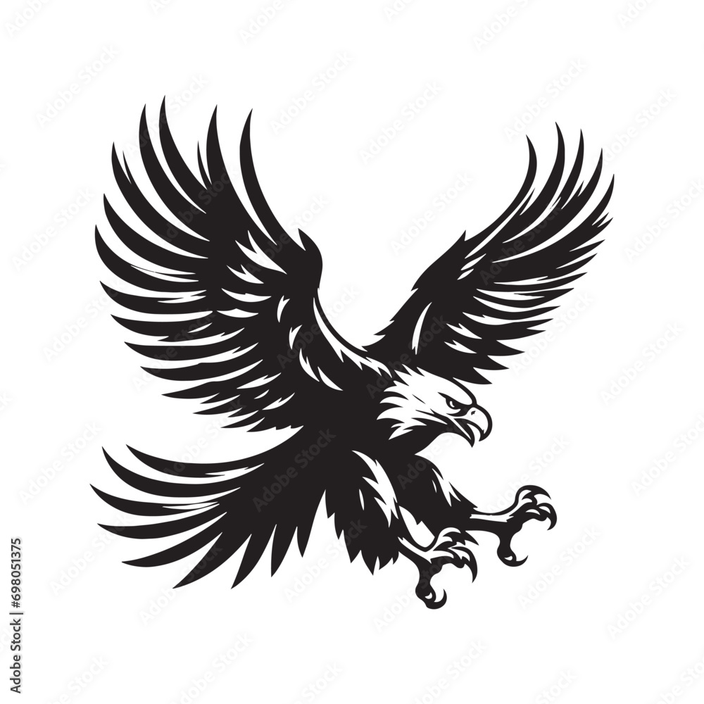 Avian Ascendance: A Captivating Flying Eagle Silhouette, Reflecting the Ascending Prowess of Birds in Flight.
