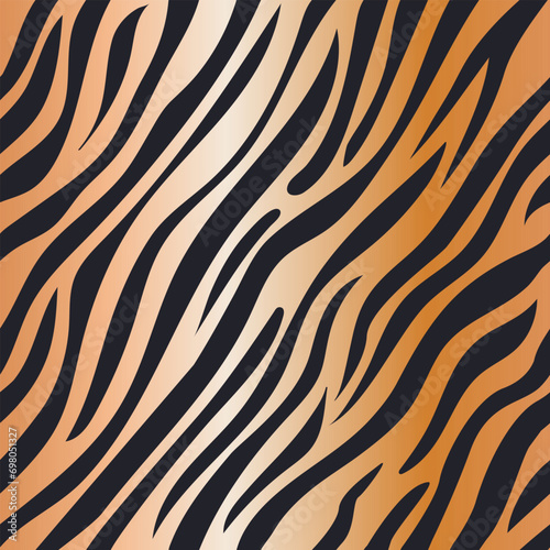 tiger, seamless animalistic pattern. Abstract illustration, black and gold . Safari, animal skin. For wallpaper, fabric, wrapping, background