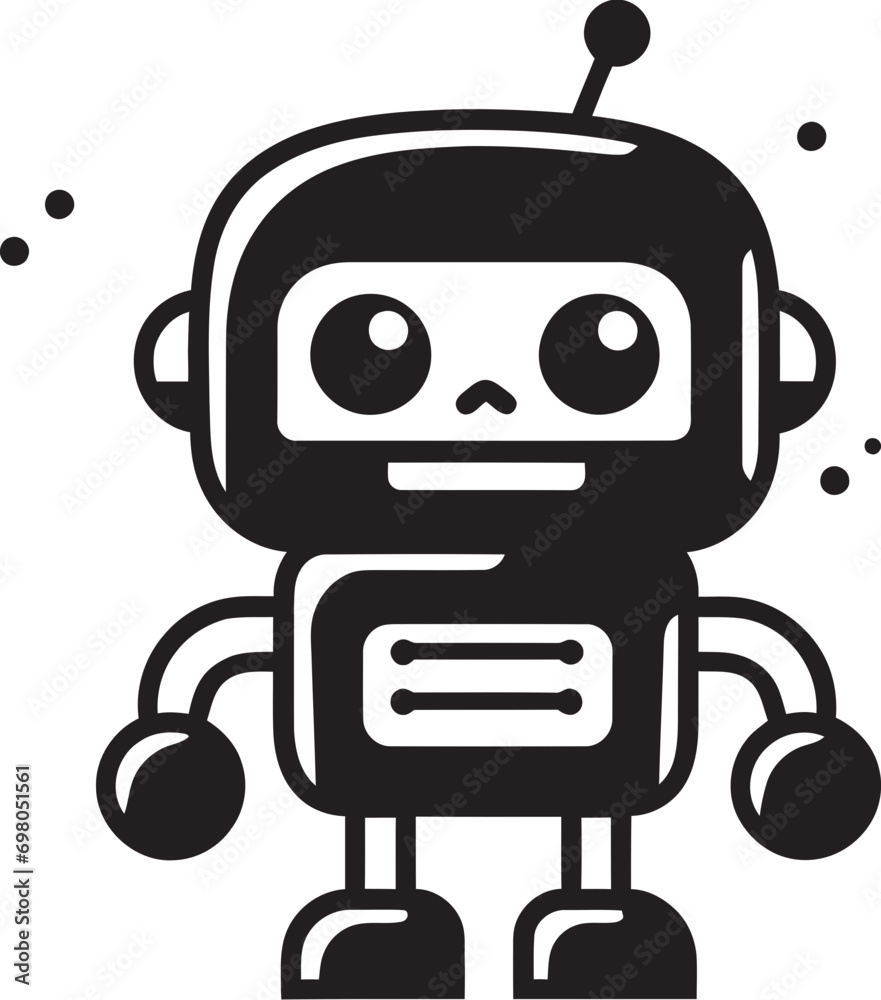 Mini Marvel Conversations Small Robot Logo Glyph Petite AI Wonder Black Chatbot Vector Insignia