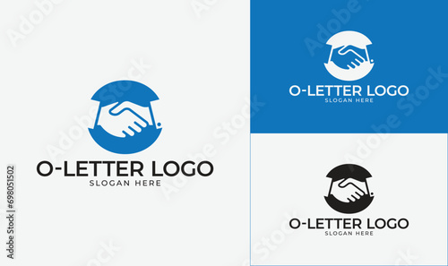 O letter with the handshake logo icon 